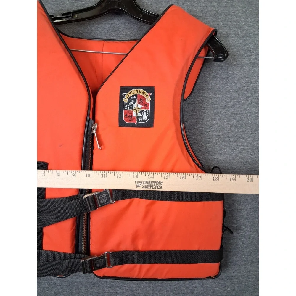 Vtg Stearns Adult Life Jacket M Orange Type III Flotation Device 90s Boating